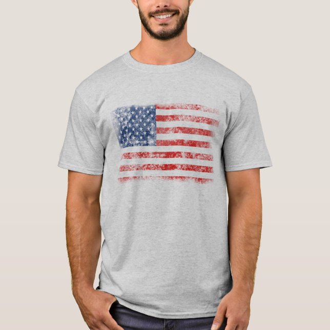 Camiseta Bandera estadounidense angustiada por el patriotis (Anverso)