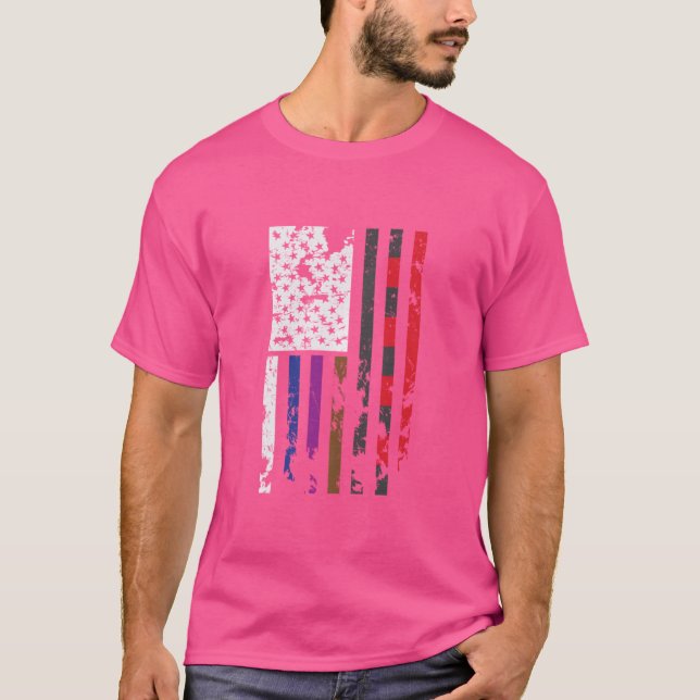 Camiseta Bandera estadounidense angustiada por la brasileña (Anverso)