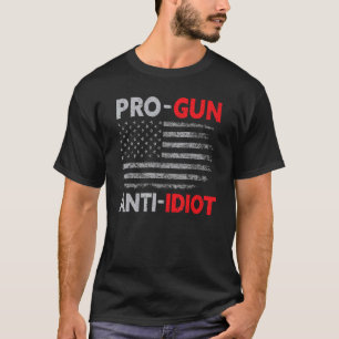 Camiseta Bandera estadounidense anti idiota Pro Gun