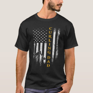 Camiseta Bandera estadounidense antigua Orgullosa Curling D