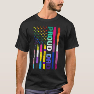Camiseta Bandera estadounidense antigua Orgullosa Papá Lgbt
