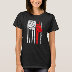 Camiseta Bandera Estadounidense Arborista Motosierra Leñado