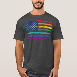 Camiseta Bandera estadounidense arcoiris del orgullo LGBT 