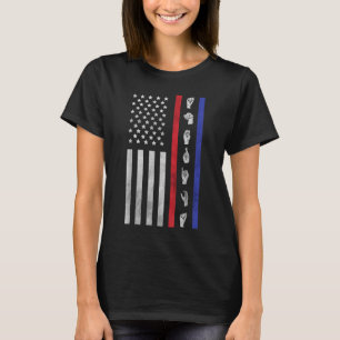 Camiseta Bandera estadounidense ASL American Rótulo Languag