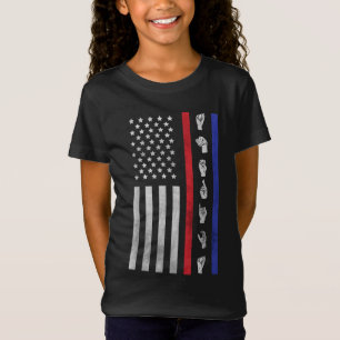 Camiseta Bandera estadounidense ASL American Rótulo Languag