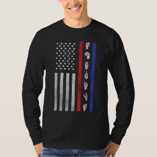 Camiseta Bandera estadounidense ASL American Rótulo Languag