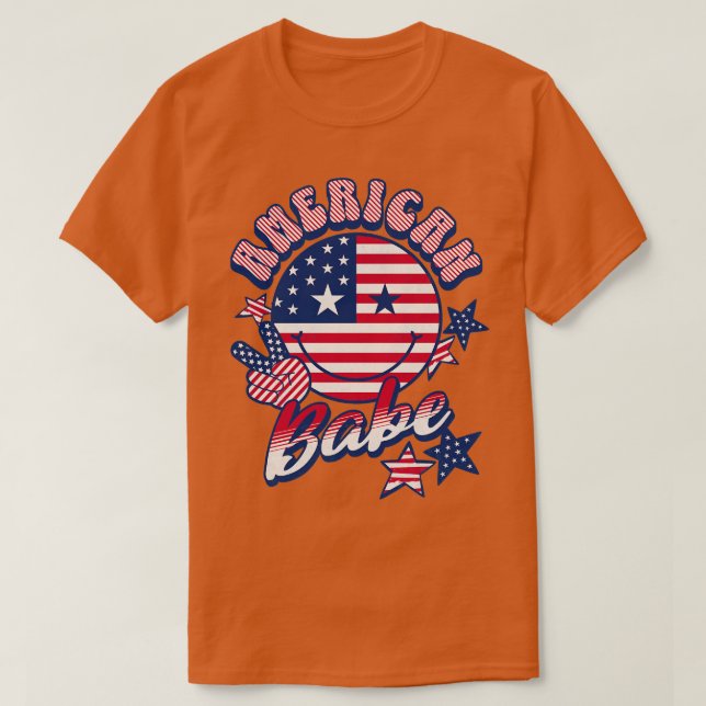 Camiseta Bandera estadounidense babe estadounidense Retro C (Diseño del anverso)