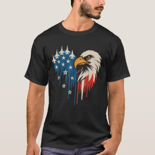 Camiseta Bandera estadounidense Bald Eagle Fighter Jets Pat