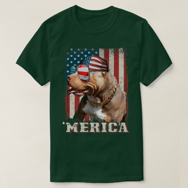 Camiseta Bandera estadounidense Bandana Pit Bulldog Lover P (Diseño del anverso)