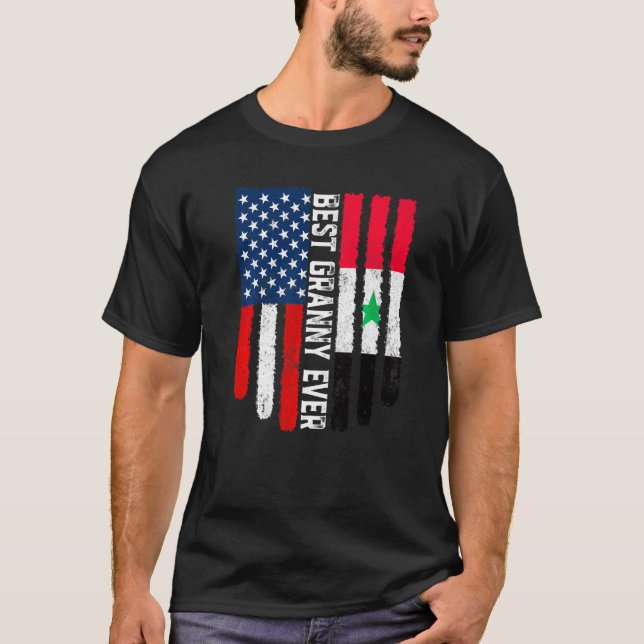 Camiseta Bandera estadounidense Bandera de Siria Mejor fami (Anverso)