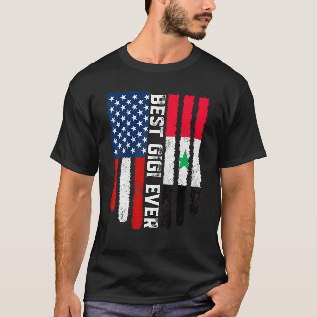 Camiseta Bandera estadounidense Bandera siria mejor familia (Anverso)