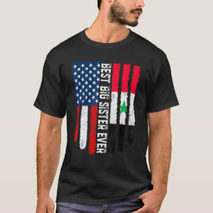 Camiseta Bandera estadounidense Bandera siria mejor hermana