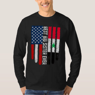 Camiseta Bandera estadounidense Bandera siria mejor hermana