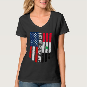 Camiseta Bandera estadounidense Bandera siria mejor hermana