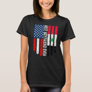 Camiseta Bandera estadounidense Bandera Siria Mejor Novio F
