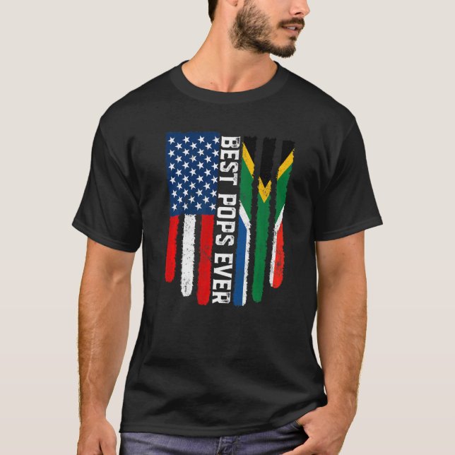 Camiseta Bandera estadounidense Bandera sudafricana mejor b (Anverso)
