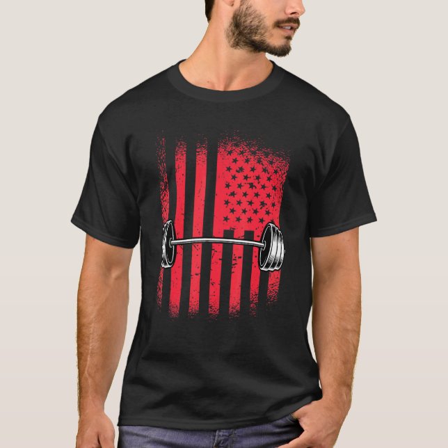 Camiseta Bandera estadounidense Barbell (Anverso)