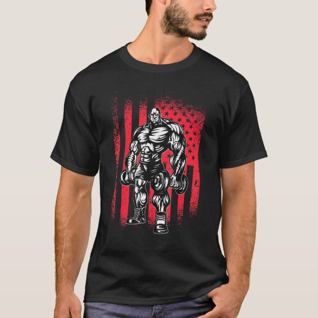 Camiseta Bandera estadounidense Barbell 3 (Anverso)
