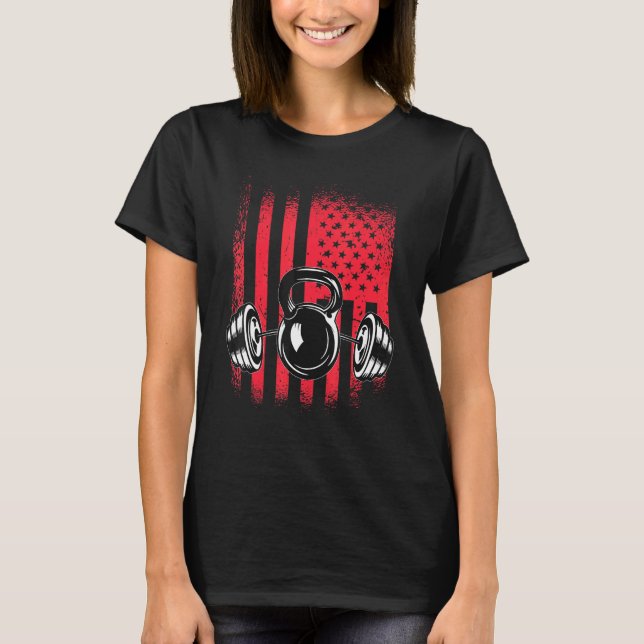 Camiseta Bandera estadounidense Barbell 4 (Anverso)
