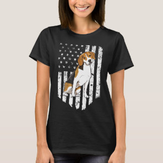 Camiseta Bandera estadounidense blanca negra beagle Estados