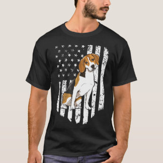Camiseta Bandera estadounidense blanca negra beagle Estados