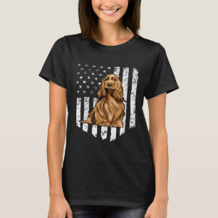 Camiseta Bandera estadounidense blanca negra Cocker inglés 