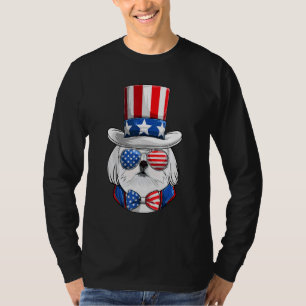Camiseta Bandera Estadounidense Blanco Maltés 4 De Julio Pe