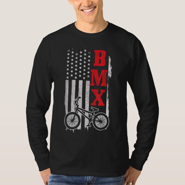 Camiseta Bandera estadounidense BMX Regalo de bicicleta pat (Anverso)