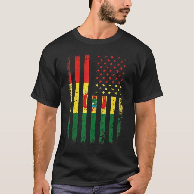 Camiseta Bandera estadounidense boliviana raíz Bolivia Amer (Anverso)