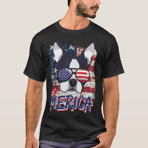 Camiseta Bandera Estadounidense Boston Terrier Merica 4 De