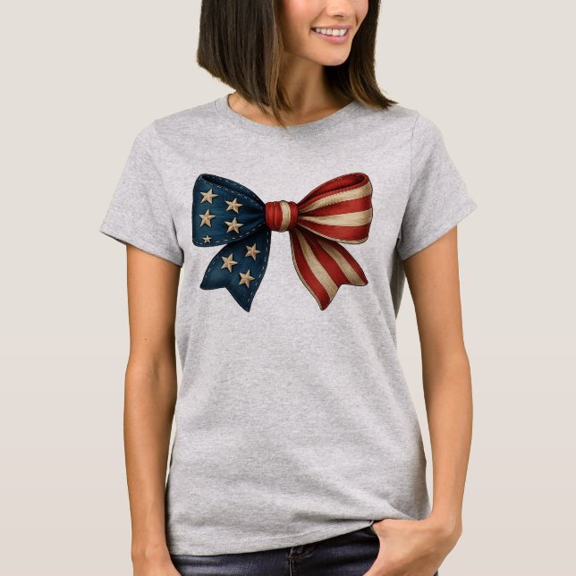 Camiseta Bandera estadounidense Bow Coquette (Anverso)