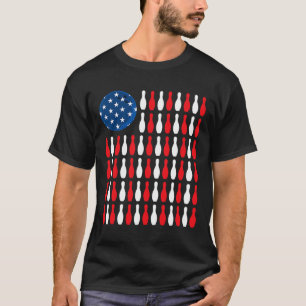 Camiseta Bandera Estadounidense - Bowler Patriótico Y Bolos
