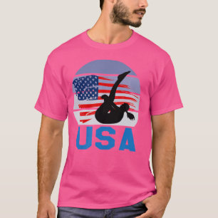 Camiseta Bandera Estadounidense Buceando Deportes Femeninos