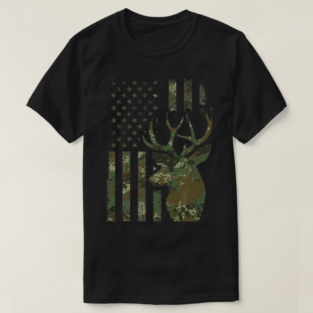 Camiseta Bandera estadounidense camo regalo de caza de gall (Diseño del anverso)