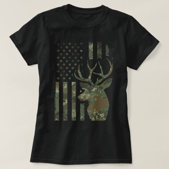 Camiseta Bandera estadounidense camo regalo de caza de gall (Diseño del anverso)