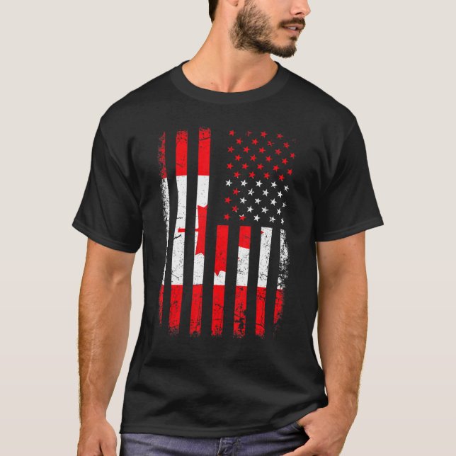 Camiseta Bandera estadounidense canadiense radica en Canadá (Anverso)