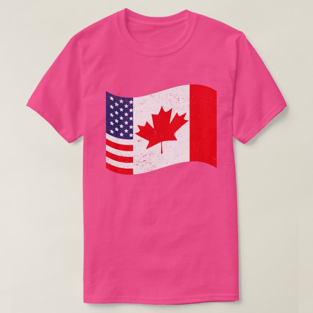Camiseta Bandera estadounidense canadiense US Maple Leaf Ca (Diseño del anverso)