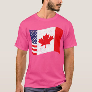 Camiseta Bandera estadounidense canadiense US Maple Leaf Ca
