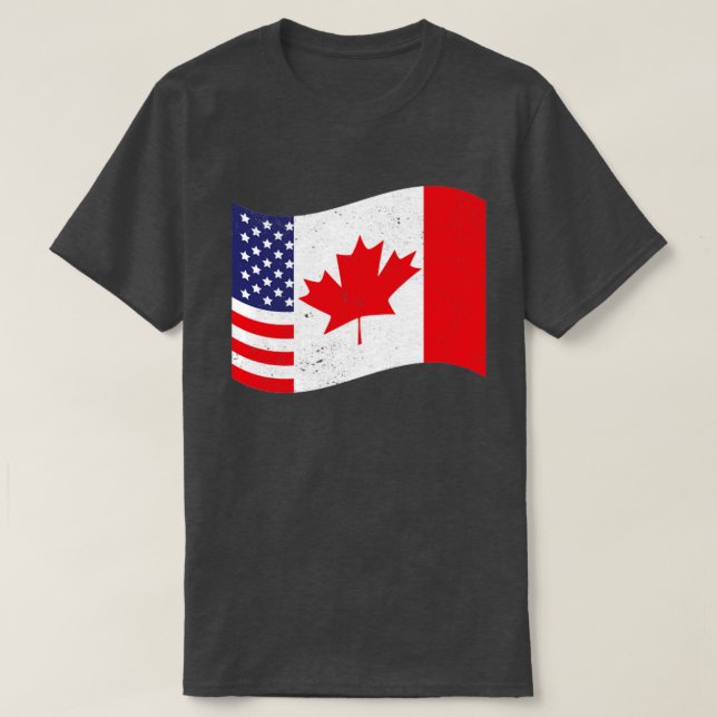 Camiseta Bandera estadounidense canadiense US Maple Leaf Ca (Diseño del anverso)