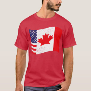 Camiseta Bandera estadounidense canadiense US Maple Leaf Ca