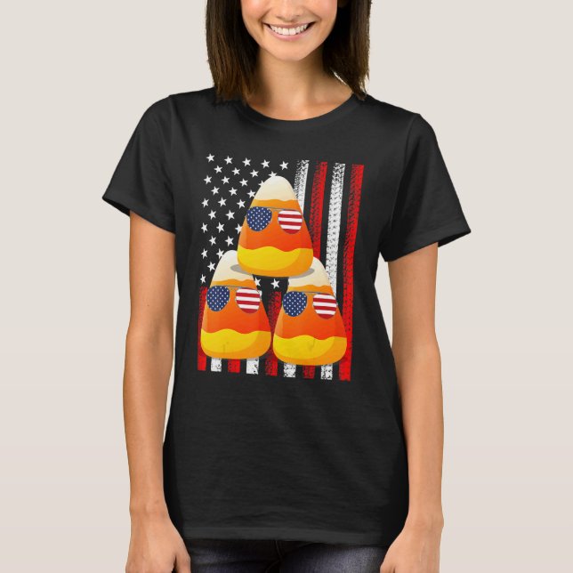 Camiseta Bandera Estadounidense Candy Corn 4 De Julio Patri (Anverso)