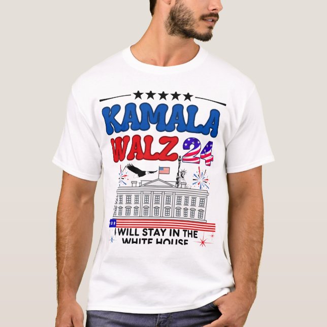 Camiseta Bandera estadounidense Casa Blanca Kamala Walz Cit (Anverso)