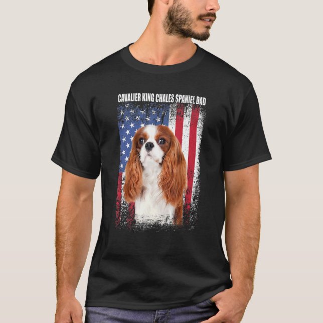 Camiseta Bandera estadounidense Cavalier King Chales Spanie (Anverso)