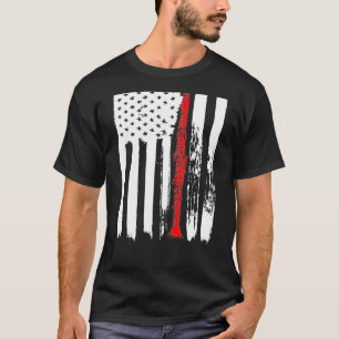 Camiseta Bandera estadounidense Clarinet TShirt Flaute Musi