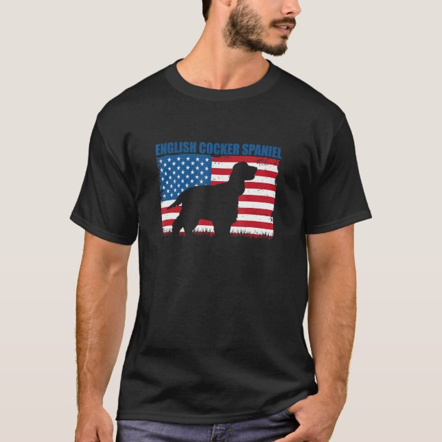 Camiseta Bandera estadounidense Cocker English Spaniel (Anverso)
