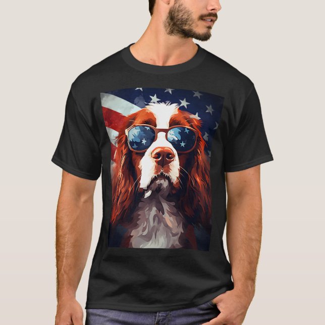 Camiseta Bandera estadounidense Cocker Spaniel 4 de julio (Anverso)