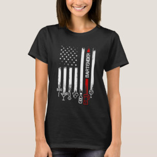 Camiseta Bandera estadounidense con barman para padre femen