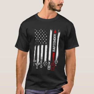 Camiseta Bandera estadounidense con barman para padre femen