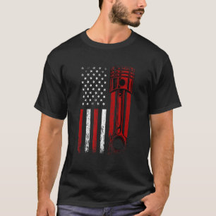 Camiseta Bandera Estadounidense Con Desi Gráfico De Piston