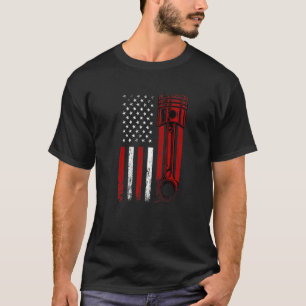 Camiseta Bandera Estadounidense Con Desi Gráfico De Piston